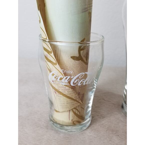 Coca Cola Coke Mini & Medium 80's Clear Glass Bell Shaped White Logo 6" 4" x3 - Picture 3 of 12